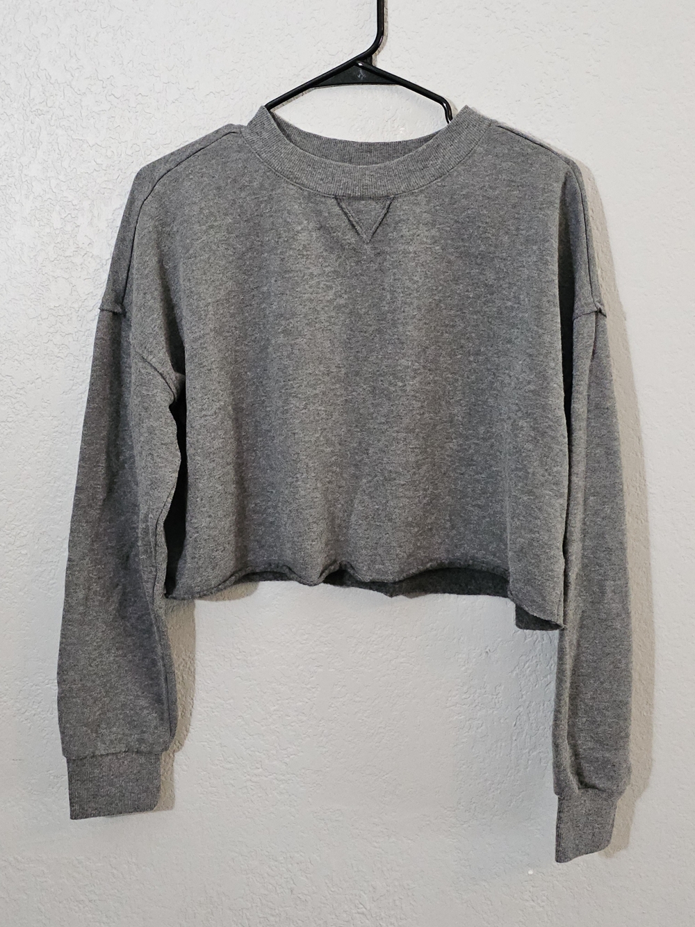 Colsie 2 Pc Set Cropped Sweatshirt With Shorts Womens S & M Dark Gray Crewneck
